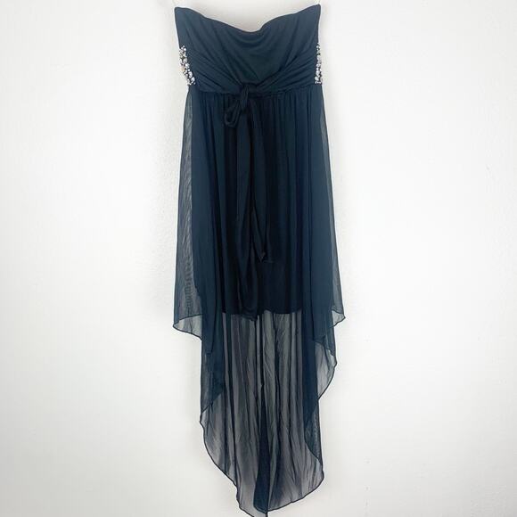 Windsor Dress Womens Medium Rhinestone Empire Waist Y2K High Low Flowy Party M - Picture 4 of 11